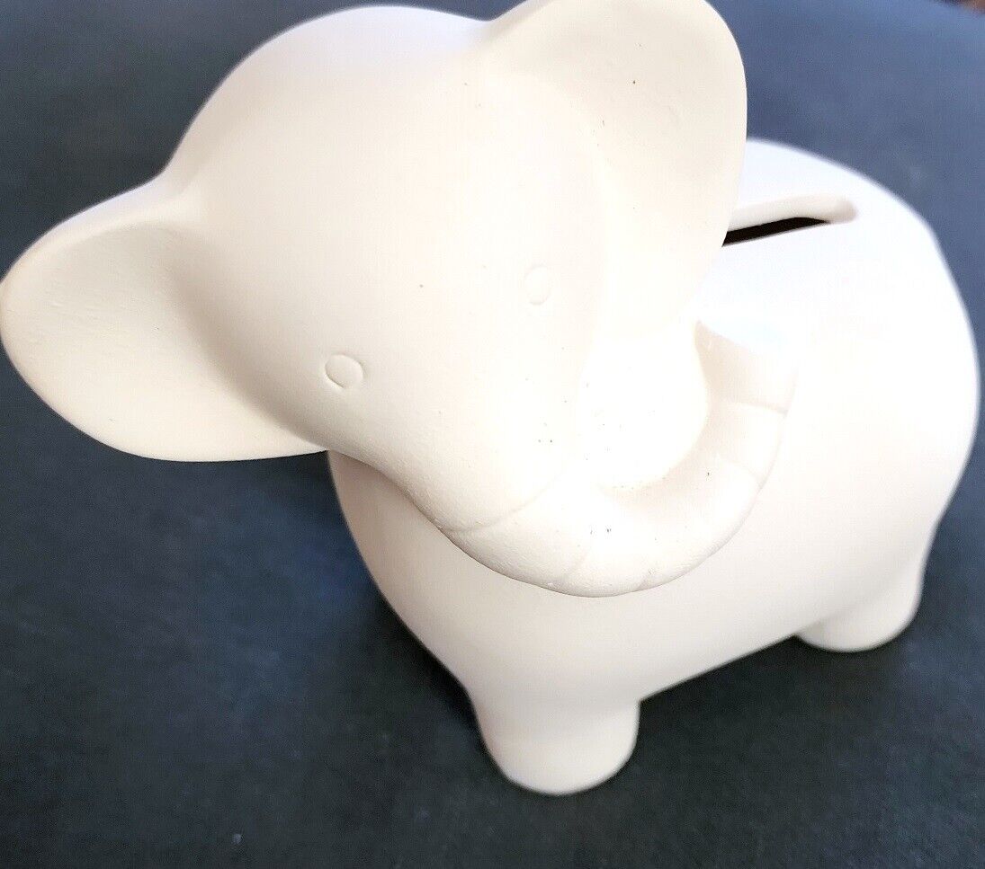 Fun 4" Elephant Piggy Bank Ceramic Unglazed Unfinished