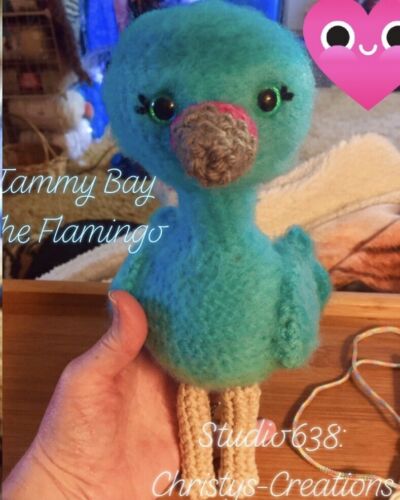 Crochet Amigurumi Fluffy Felted Version Flamingo Toy