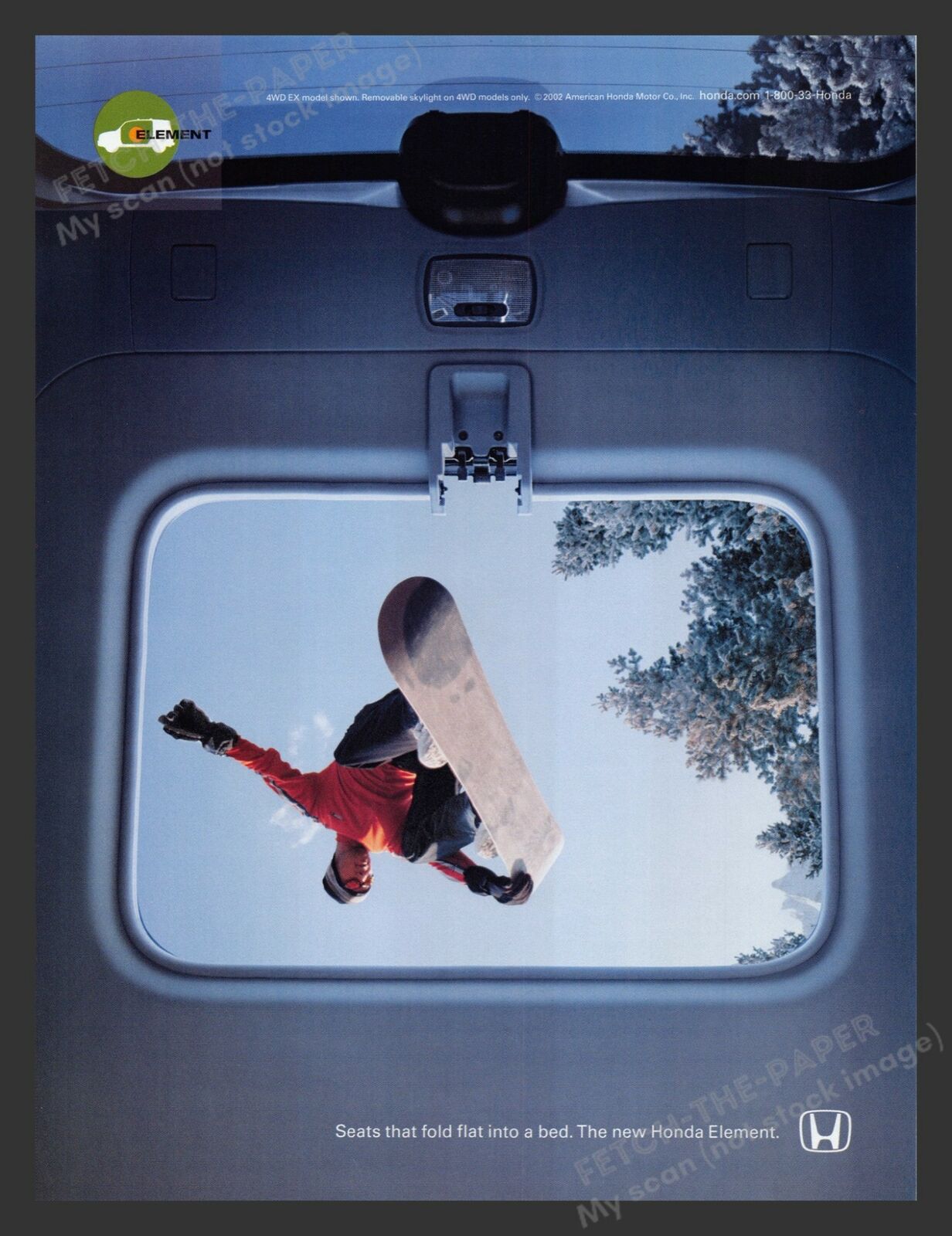 Honda Element Snowboarder Car 2000s Print Advertisement Ad 2003