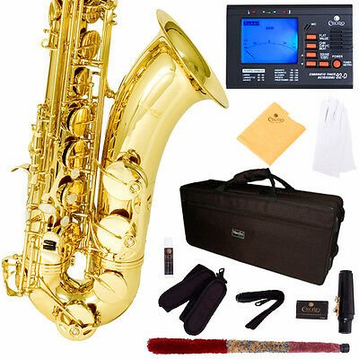 Mendini Gold Lacquered Tenor Saxophone Sax W/ Tuner, Case, Carekit