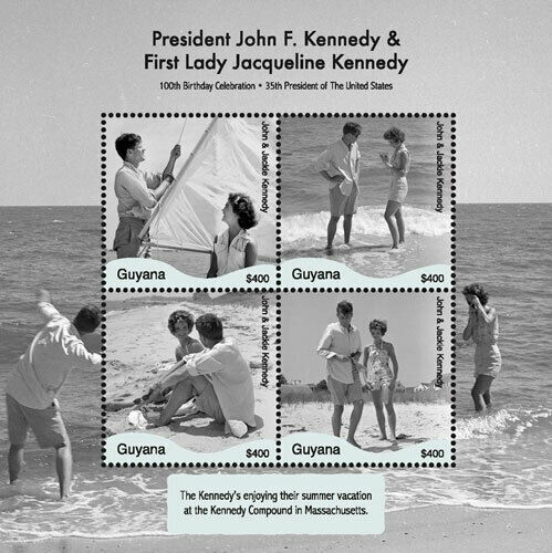 Guyana 2017- Jfk & Jacqueline Kennedy - 100th Birthday - Sheet Of 4 Stamps - Mnh