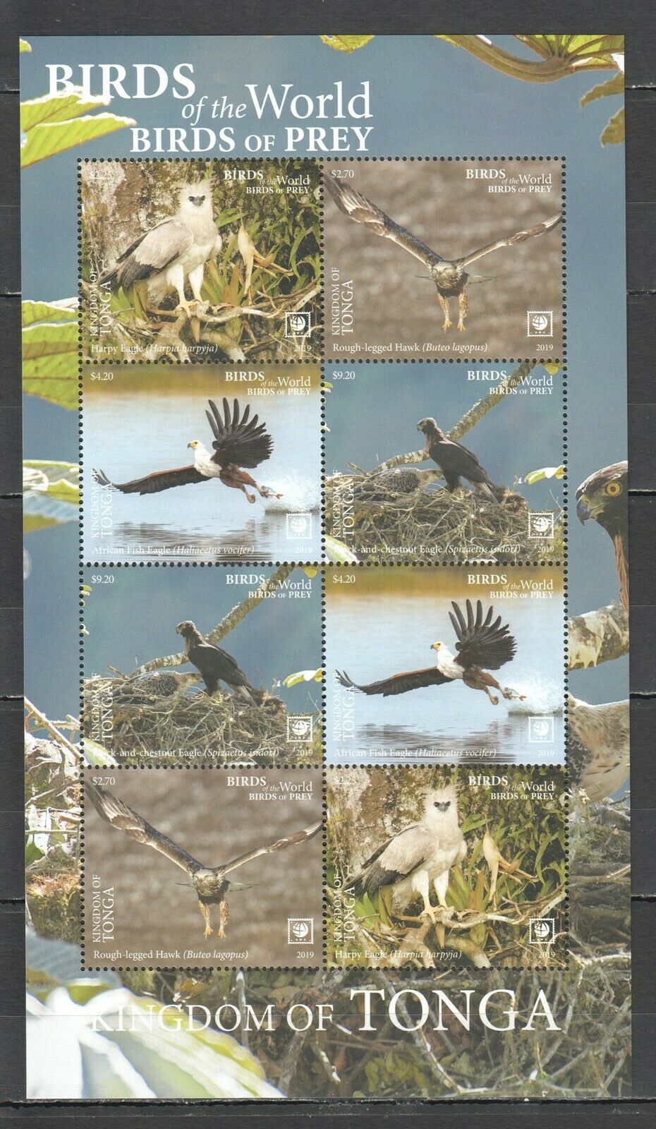 NW0425 2019 !!! SALE TONGA FAUNA BIRDS OF PREY EAGLES #2281-84 KB MNH