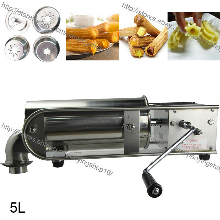 5l Commercial Manual Stainless Steel Hand Crank Horizontal Churro Machine Maker