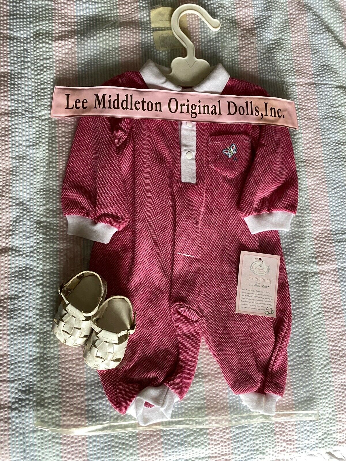Nwt Lee Middleton Doll Clothes Outfit Pink Polo Romper & Sandals