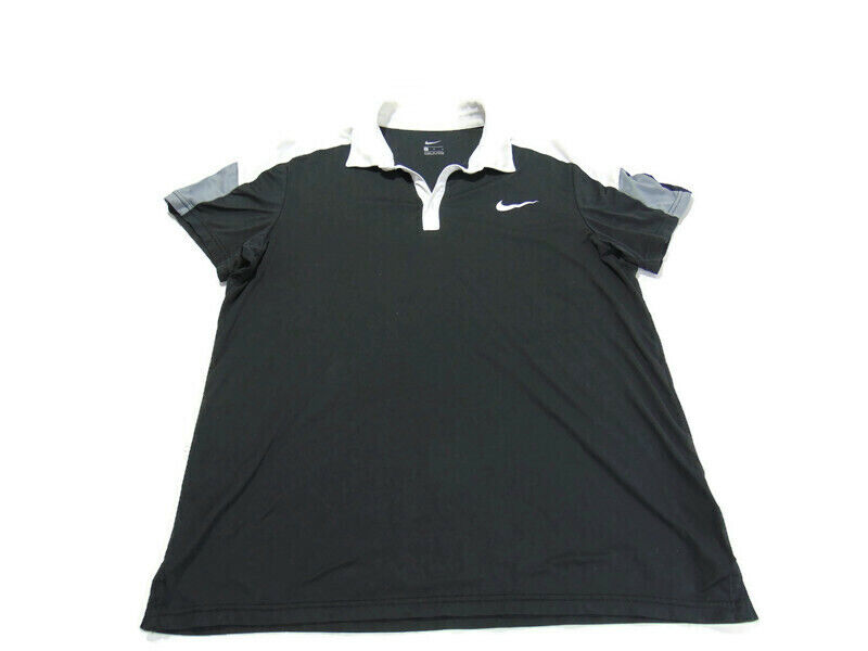 Nike Shirt Black White Gray Short Sleeve Court Tennis Polo Mens L  644788-010