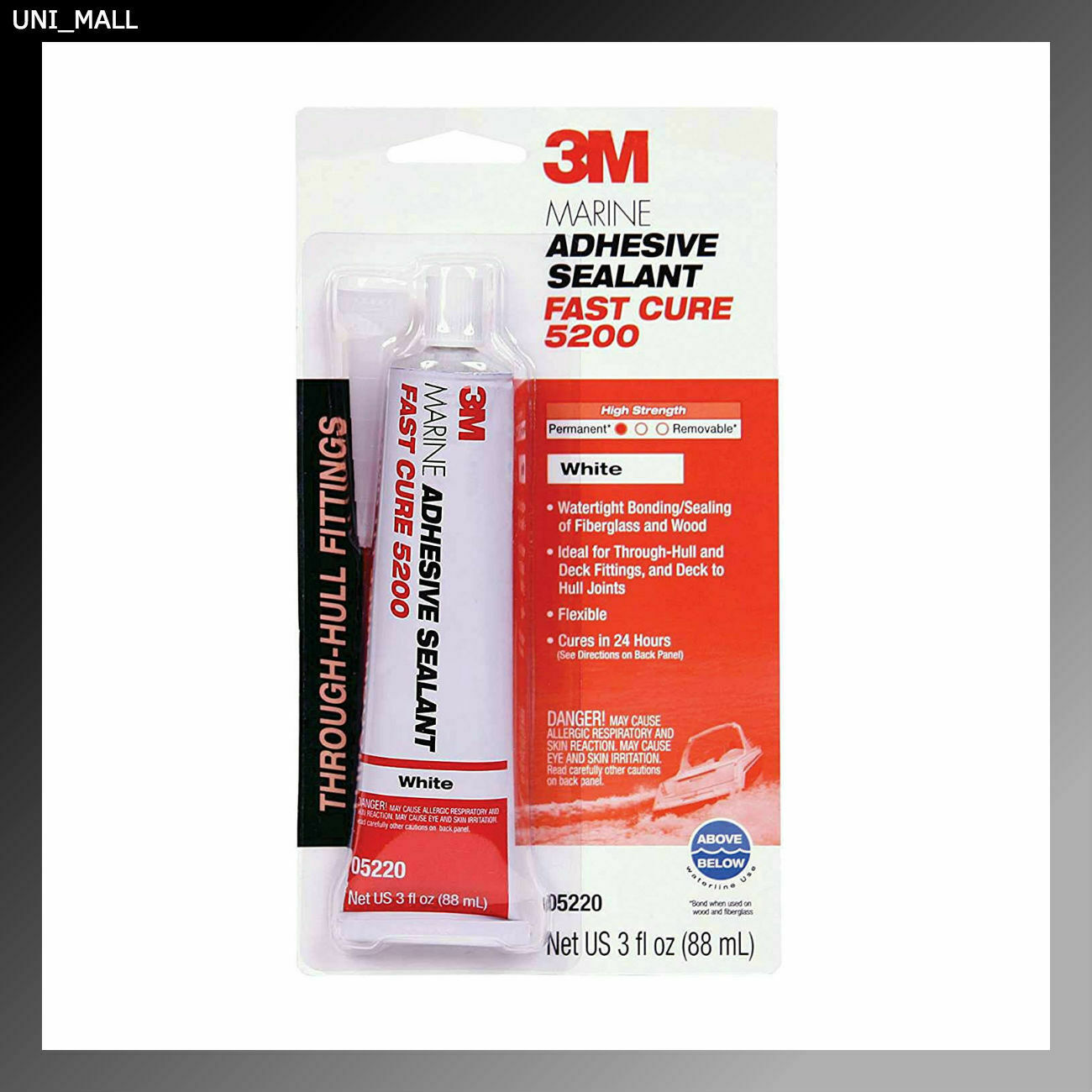 3m Marine Adhesive Sealant 5200 Fast Cure White, 05220 (3 Oz Tube)