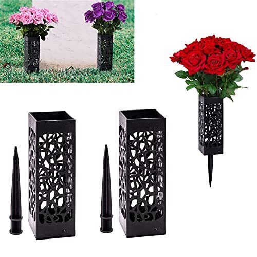 2 Pack Plastic Cemetery Vases Headstone Outdoor  Flower Holder Decorations