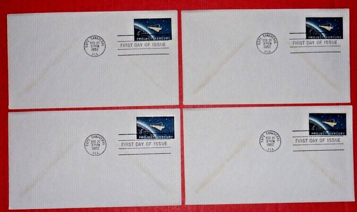 PROJECT MERCURY First Day of Issue Envelopes~Cape Canaveral Cancelled~2-20-1962