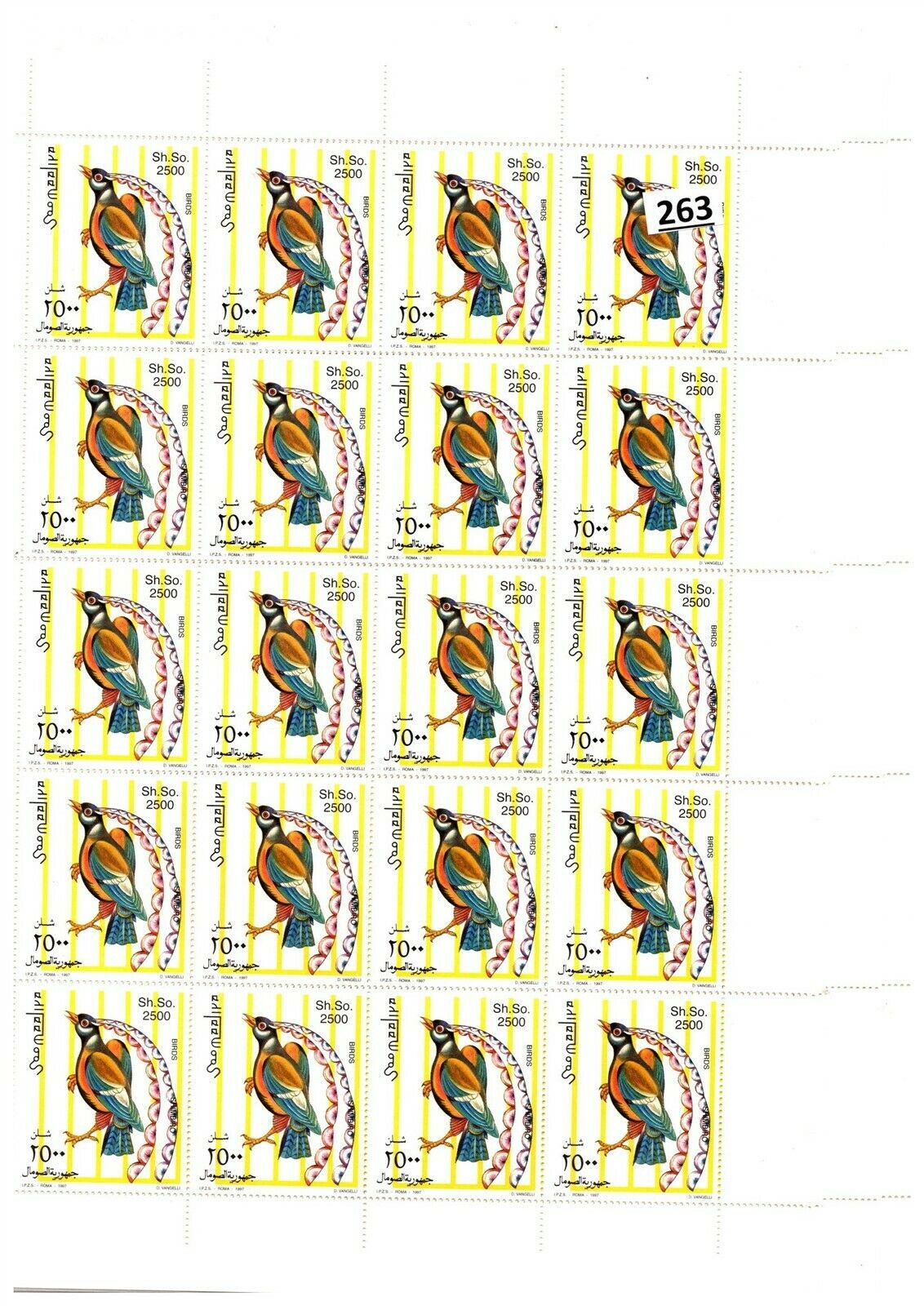 # Somalia - Mnh - 10 Sheets - 200 Stamps - Birds - Art- 1997 - Wholesale