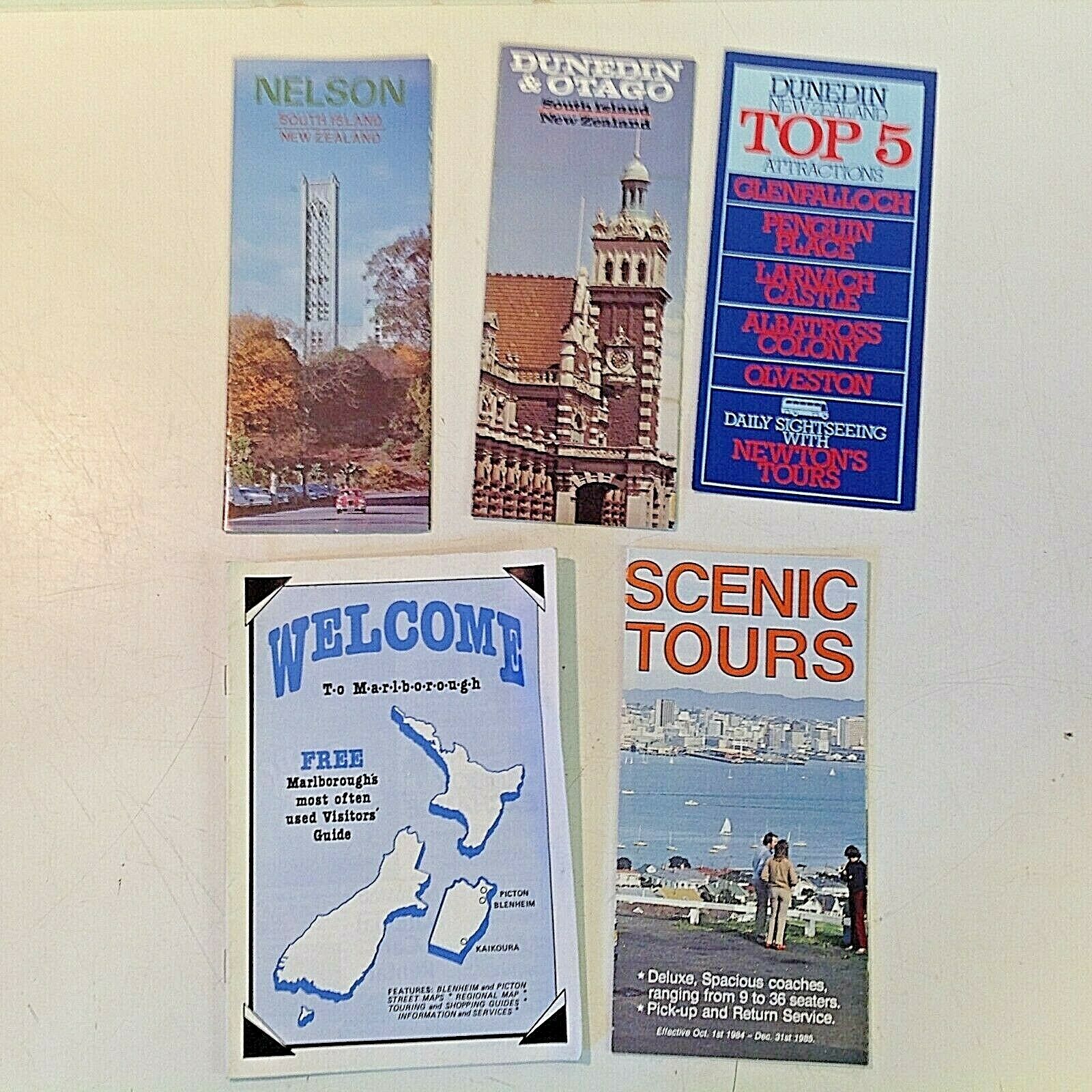 Vintage 1980's Lot Of 5 Souvenir Brochures New Zealand South Island Marlborough