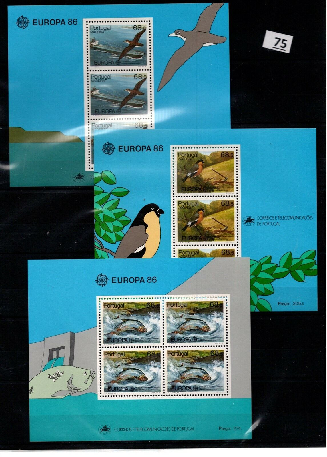 Bl Portugal - Mnh - Europa Cept 1986 - Birds - Ships - Fish - Plants