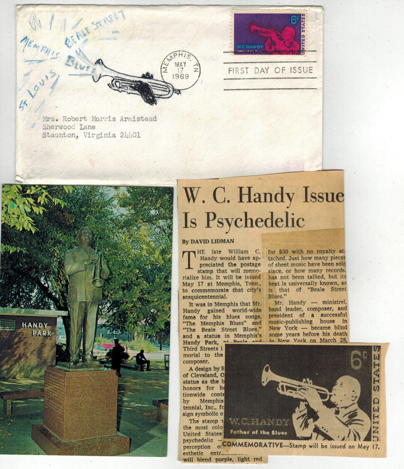 Mrs. Armistead 1/1 OOAK Handpainted 1372 W C HANDY MEMPHIS TENNESSEE + ARTICLES