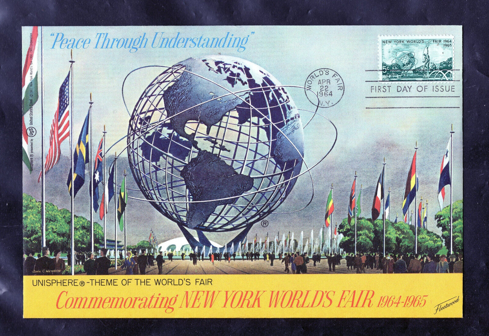 1964 Usa First Day Cover, New York World's Fair (scott# 1244), Fleetwood Cover