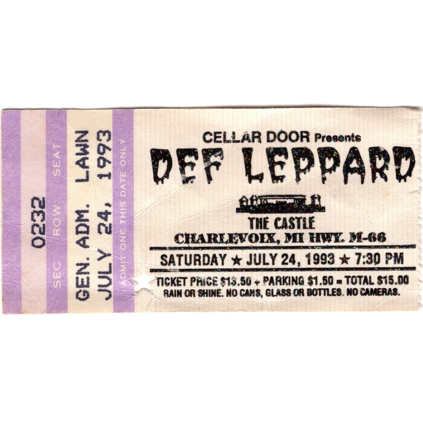 DEF LEPPARD Concert Ticket Stub CHARLEVOIX MI 7/24/83 THE CASTLE PYROMANIA Rare