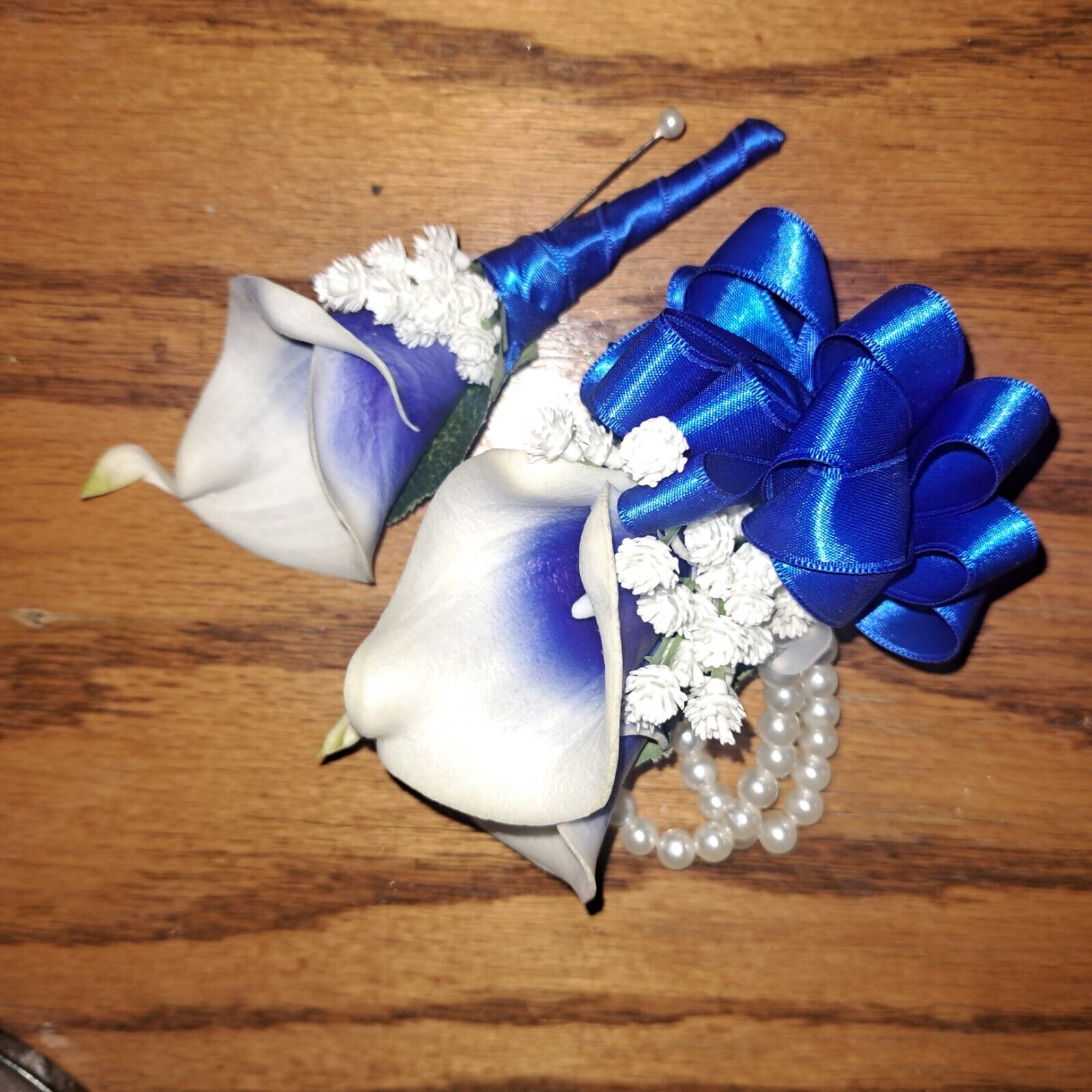 Dark Blue Coursage & Boutonnière. Prom, Wedding, Dance and Formal.