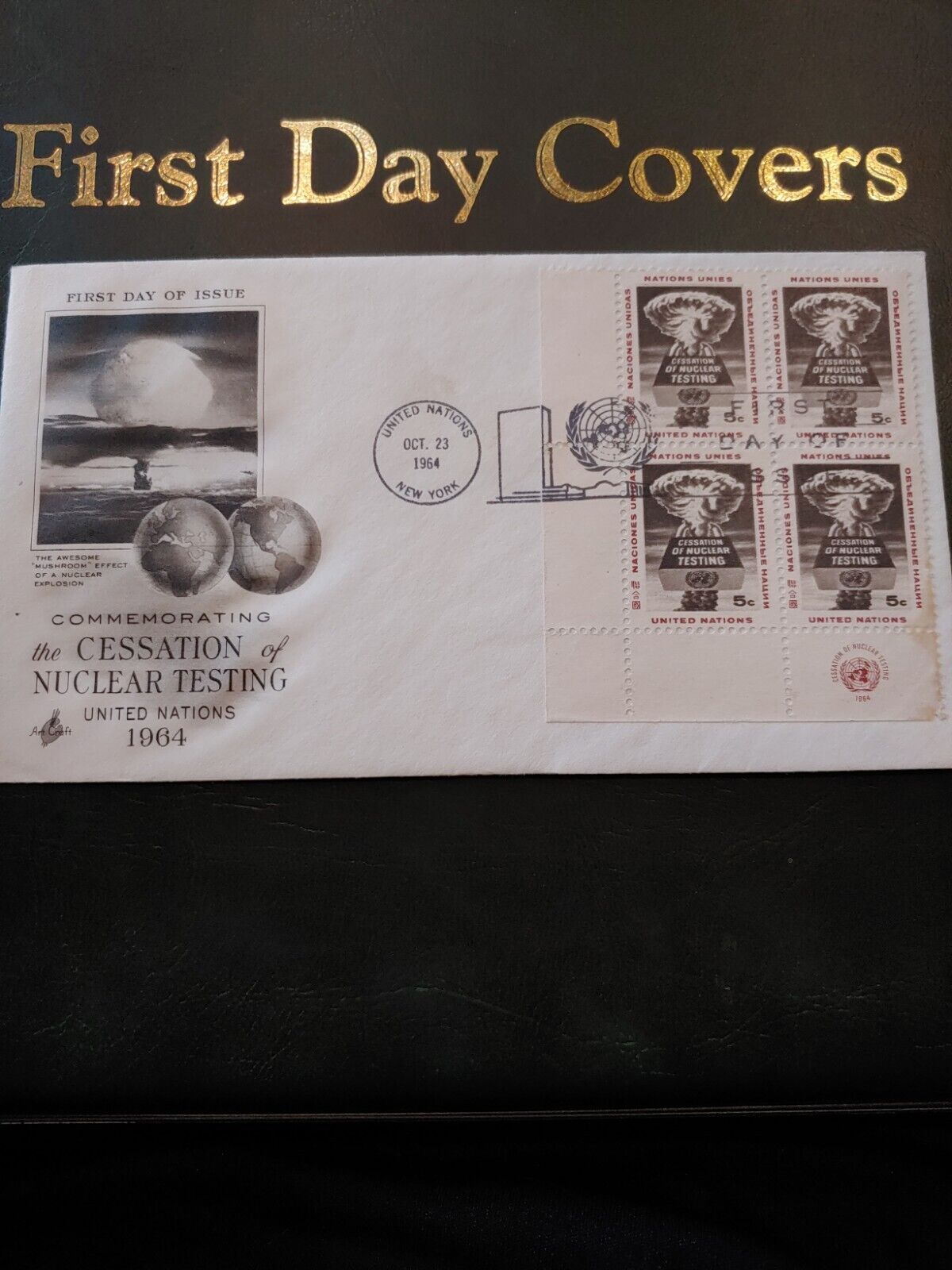 1964 FDC Cessation Of Nuclear Testing 5 Cent Stamps Art Craft