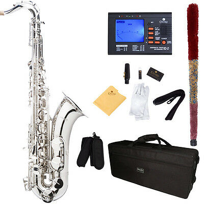 Mendini Bb Tenor Saxophone Sax ~Nickel Plated +Tuner+Case+Carekit ~MTS-N