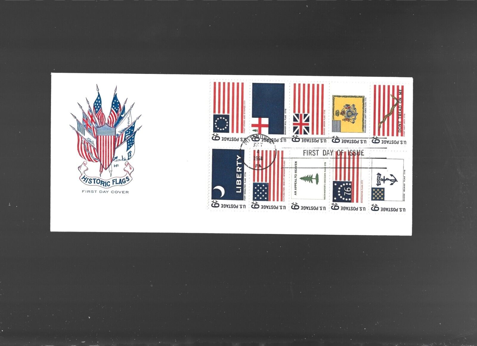 Us Fdc First Day Cover Historic Flags 1968 Combo   Farnam  On # 10 Envelope