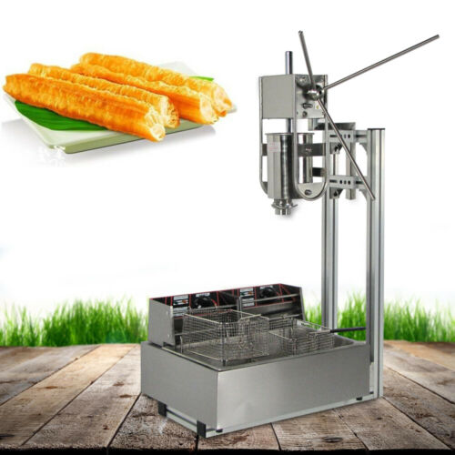 3l Vertical Manual Spanish Donut Churro Machine Maker W/ 12l Fryer Heavy Duty
