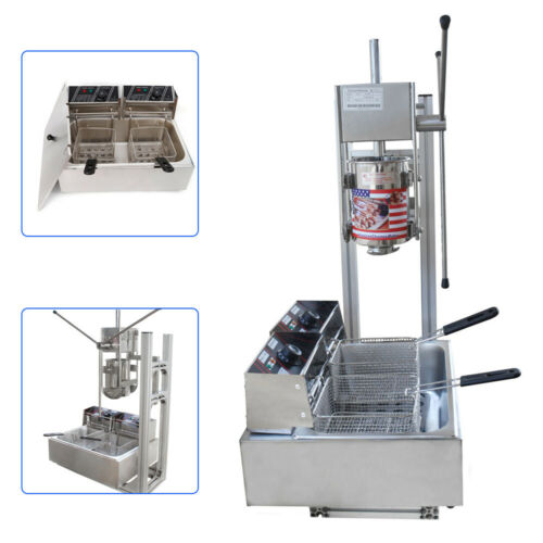 Spanish Donut Churro Filler Manual Vertical Machine 3l Maker W/ 12l Deep Fryer