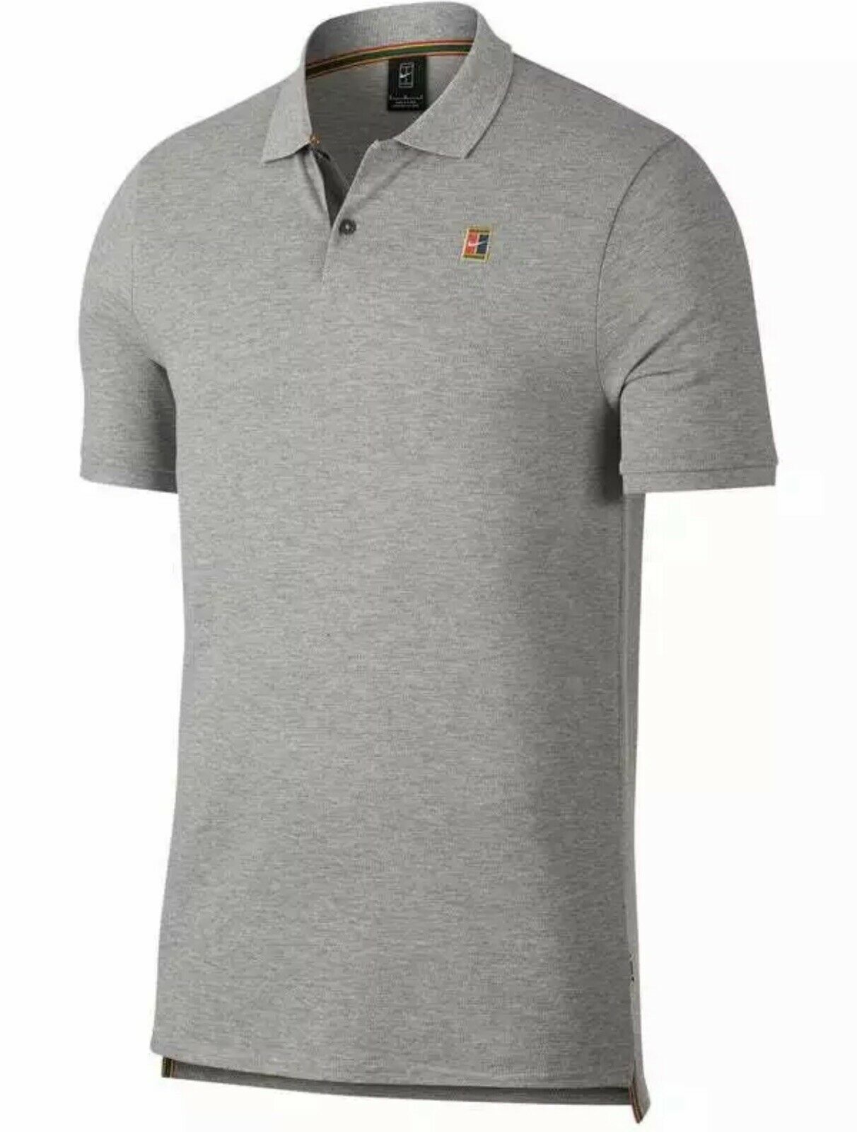 Nike Mens Court Heritage Slim Fit Pique Tennis Polo Heather Gray 934656-036 - L