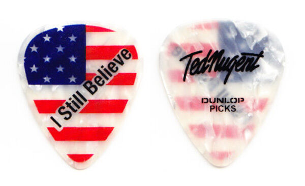 Ted Nugent White Pearl I Still Believe Signature US Flag Guitar Pick - 2011 Tour